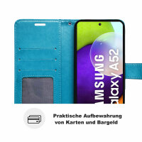 Hülle Für Samsung Galaxy A52 Handy Tasche Handyhülle Wallet Case Flip Cover Etui Blau