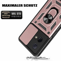 Outdoor Panzer Hülle Motorola Moto G84 Handyhülle mit Kameraschutz Ringhalter Rosegold