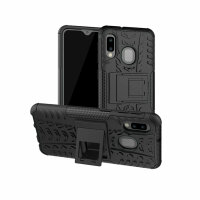 Handy Tasche für Samsung Galaxy Case Panzer Hülle Cover Schutzhülle Etui Bumper Galaxy A20e SM-A202 Schwarz