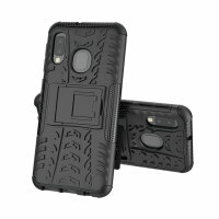 Handy Tasche für Samsung Galaxy Case Panzer Hülle Cover Schutzhülle Etui Bumper Galaxy A20e SM-A202 Schwarz