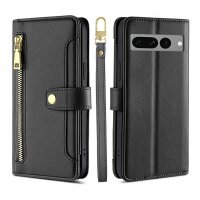 Handykette Google Hülle mit Band Handyhülle Kartenfächer PU Leder Umhängetasche Pixel 7 Pro Schwarz