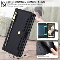 Handykette Google Hülle mit Band Handyhülle Kartenfächer PU Leder Umhängetasche Pixel 7 Pro Schwarz