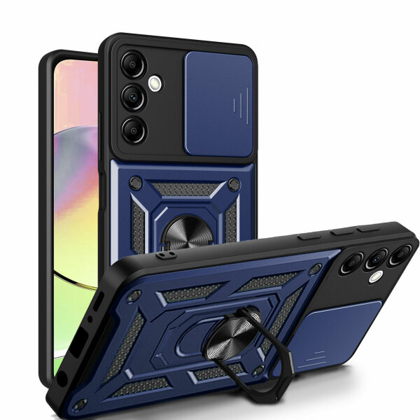 Outdoor Panzer Hülle für Samsung Galaxy A14 mit Kameraschutz Ringhalter Bumper  Blau