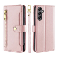 Handykette Samsung Hülle mit Band Handyhülle Kartenfächer PU Leder Umhängetasche Galaxy A34 Rosa