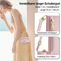 Handykette Samsung Hülle mit Band Handyhülle Kartenfächer PU Leder Umhängetasche Galaxy A34 Rosa