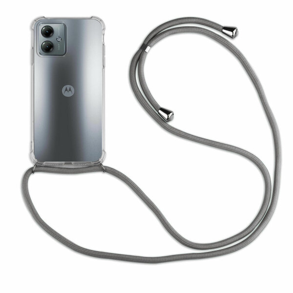 betterfon Handykette für Motorola Moto G14 Handyhülle mit Band Hülle mit Schnur Grau