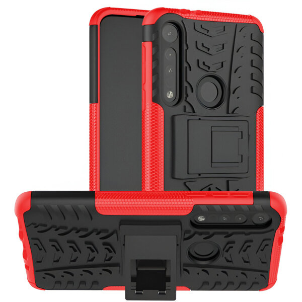 Handy Tasche Lenovo Motorola Panzer Hülle Hybrid Case Cover Schutzhülle Bumper Motorola Moto G8 Play Rot