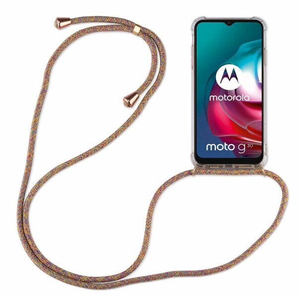Handy Hülle mit Band Schutzhülle Handykette Seil Silikon Handy Tasche mit Schnur Motorola Moto G9 Power Rainbow
