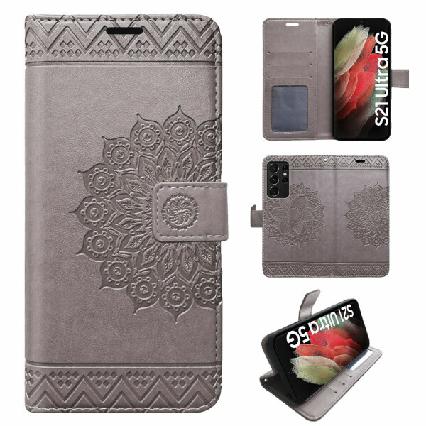 Handyhülle für Samsung Galaxy S21 Ultra 5G Hülle Handy Tasche Flip Case Etui TPU