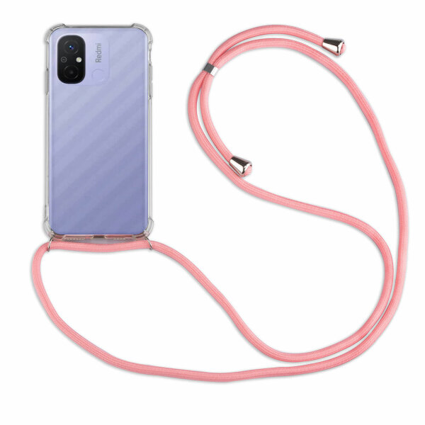 Handykette für Xiaomi Redmi 12C Handyhülle mit Band Hülle mit Kordel Handytasche Rosa