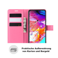 Hülle für Samsung Galaxy A20s Handy Tasche Case Schutz Schale Etui Flip Cover BF PU Leder Pink