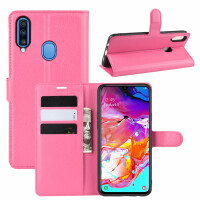 Hülle für Samsung Galaxy A20s Handy Tasche Case Schutz Schale Etui Flip Cover BF PU Leder Pink