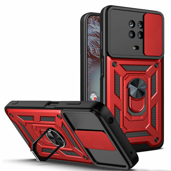 Outdoor Panzer Hülle Nokia G10 G20 Handyhülle mit Slide Kameraschutz Ringhalter Rot