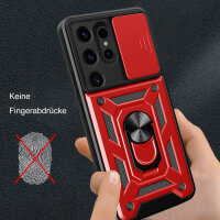 Outdoor Panzer Hülle für Samsung Galaxy S24 Ultra mit Kameraschutz Ringhalter Rot