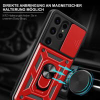 Outdoor Panzer Hülle für Samsung Galaxy S24 Ultra mit Kameraschutz Ringhalter Rot