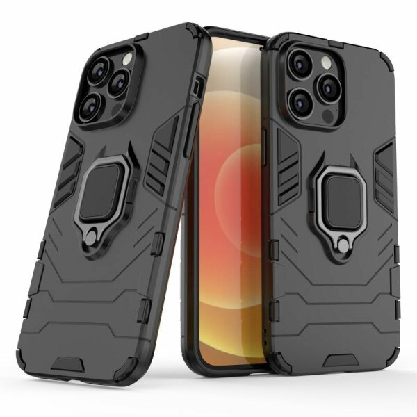Handyhülle für Apple iPhone 14 Pro – Ring Panzer Cover Schwarz