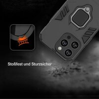Handyhülle für Apple iPhone 14 Pro – Ring Panzer Cover Schwarz