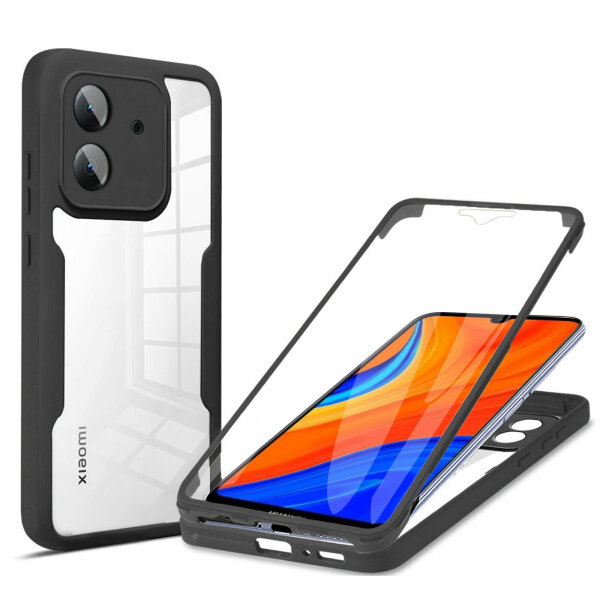 360° Grad Hülle Xiaomi Redmi 13C Rundum vollschutz Integriertem Displayschutz Schwarz