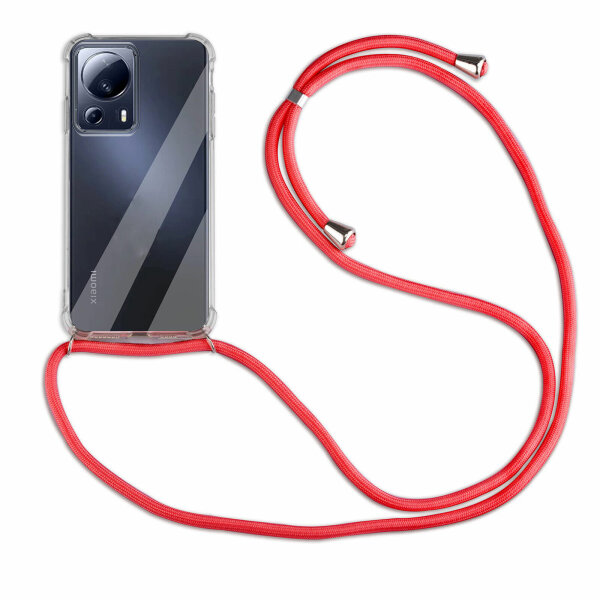 Handykette für Xiaomi 13 Lite Handyhülle mit Band Hülle mit Kordel Handy Tasche Rot