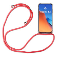Handykette für Xiaomi Redmi 12 Handyhülle mit Band Case Hülle mit Kordel Hand Rot