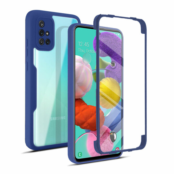360° Grad Hülle für Samsung Galaxy A51 vollschutz Integriertem Displayschutz Blau