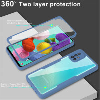 360° Grad Hülle für Samsung Galaxy A51 vollschutz Integriertem Displayschutz Blau