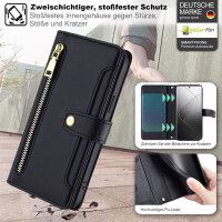 Handykette Xiaomi Hülle mit Band Handyhülle Kartenfächer PU Leder Umhängetasche 14 Pro Schwarz