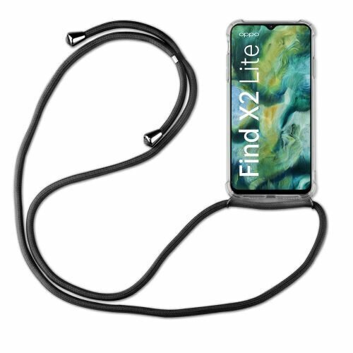 Oppo Hülle mit Band Schutzhülle Handykette Seil Silikon Handy Tasche mit Schnur Oppo Find X2 Lite Grau
