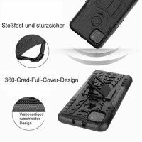 Handy Tasche Lenovo Motorola Panzer Hülle Hybrid Case Cover Schutzhülle Bumper Motorola Moto G9 Power Schwarz