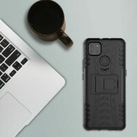 Handy Tasche Lenovo Motorola Panzer Hülle Hybrid Case Cover Schutzhülle Bumper Motorola Moto G9 Power Schwarz