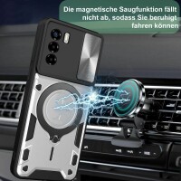 Outdoor Panzer Hülle für ZTE Handyhülle mit Slide Kameraschutz Ringhalter Bumper Blade V40 Vita Silber