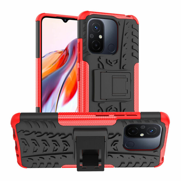 Hülle für Xiaomi Redmi 12C Outdoor Handyhülle Handy Tasche Case Cover TPU Bumper Rot