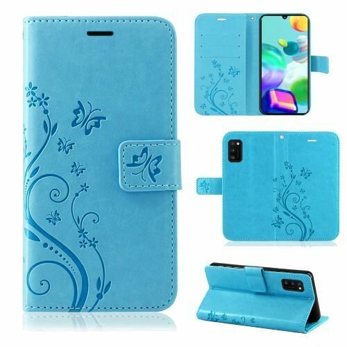 Handy Tasche für Samsung Hülle Handyhülle Blumen Flip Cover Wallet Case Etui Galaxy J5 ( 2016 ) SM-J510 Blau