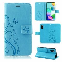Handy Tasche für Samsung Hülle Handyhülle Blumen Flip Cover Wallet Case Etui Galaxy J5 ( 2016 ) SM-J510 Blau