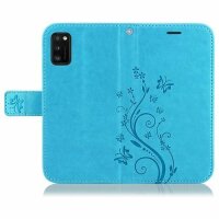 Handy Tasche für Samsung Hülle Handyhülle Blumen Flip Cover Wallet Case Etui Galaxy J5 ( 2016 ) SM-J510 Blau
