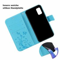 Handy Tasche für Samsung Hülle Handyhülle Blumen Flip Cover Wallet Case Etui Galaxy J5 ( 2016 ) SM-J510 Blau