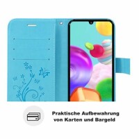 Handy Tasche für Samsung Hülle Handyhülle Blumen Flip Cover Wallet Case Etui Galaxy J5 ( 2016 ) SM-J510 Blau