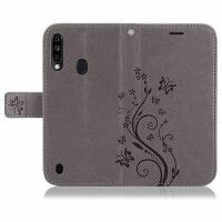 ZTE Handy Tasche Handyhülle Wallet Schutz Hülle Blumen Flip Cover Buch Case Etui ZTE Blade A7 2020 Grau