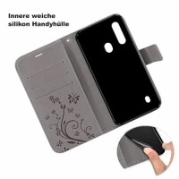 ZTE Handy Tasche Handyhülle Wallet Schutz Hülle Blumen Flip Cover Buch Case Etui ZTE Blade A7 2020 Grau
