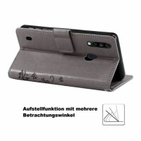 ZTE Handy Tasche Handyhülle Wallet Schutz Hülle Blumen Flip Cover Buch Case Etui ZTE Blade A7 2020 Grau
