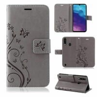 ZTE Handy Tasche Handyhülle Wallet Schutz Hülle Blumen Flip Cover Buch Case Etui ZTE Blade A7 2020 Grau
