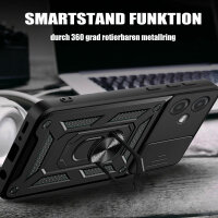 Outdoor Panzer Hülle Motorola Moto G14 Handyhülle mit Kameraschutz Ringhalter Schwarz