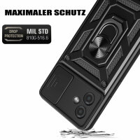 Outdoor Panzer Hülle Motorola Moto G14 Handyhülle mit Kameraschutz Ringhalter Schwarz
