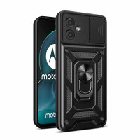 Outdoor Panzer Hülle Motorola Moto G14 Handyhülle mit Kameraschutz Ringhalter Schwarz