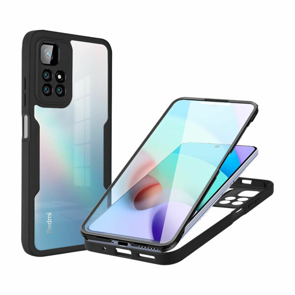 360° Grad Hülle Xiaomi Redmi 10 2022 Handyhülle mi Integriertem Displayschutz Schwarz