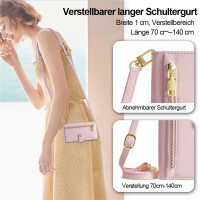 Handykette Samsung Hülle mit Band Handyhülle Kartenfächer PU Leder Umhängetasche Galaxy A55 Rosa