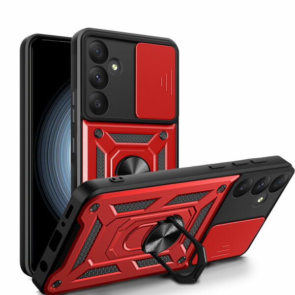 Outdoor Panzer Hülle für Samsung Galaxy A35 mit Kameraschutz Ringhalter Bumper  Rot