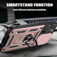Panzer Hülle iPhone 15 /Pro /Pro Max/Plus Handyhülle mit Kameraschutz Ringhalter Rosegold iPhone 15