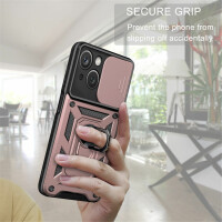 Panzer Hülle iPhone 15 /Pro /Pro Max/Plus Handyhülle mit Kameraschutz Ringhalter Rosegold iPhone 15