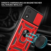 Outdoor Panzer Hülle Motorola Moto E13 Handyhülle mit Kameraschutz Ringhalter Rot